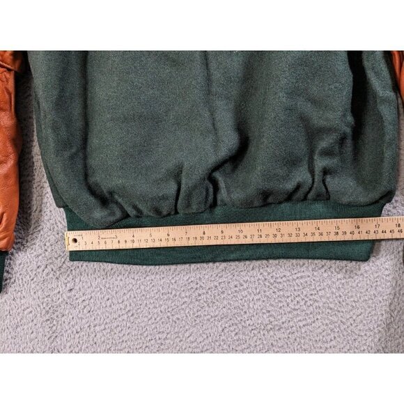 Vintage Holloway College Jacket Large Letterman Varsity Wool Leather Green Brown - Picture 10 of 16